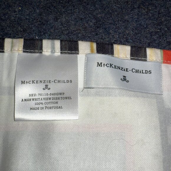 NWOT Mackenzie Childs Courtly Check Cotton Napkin & A Man With A View Dish Towel - Picture 2 of 15